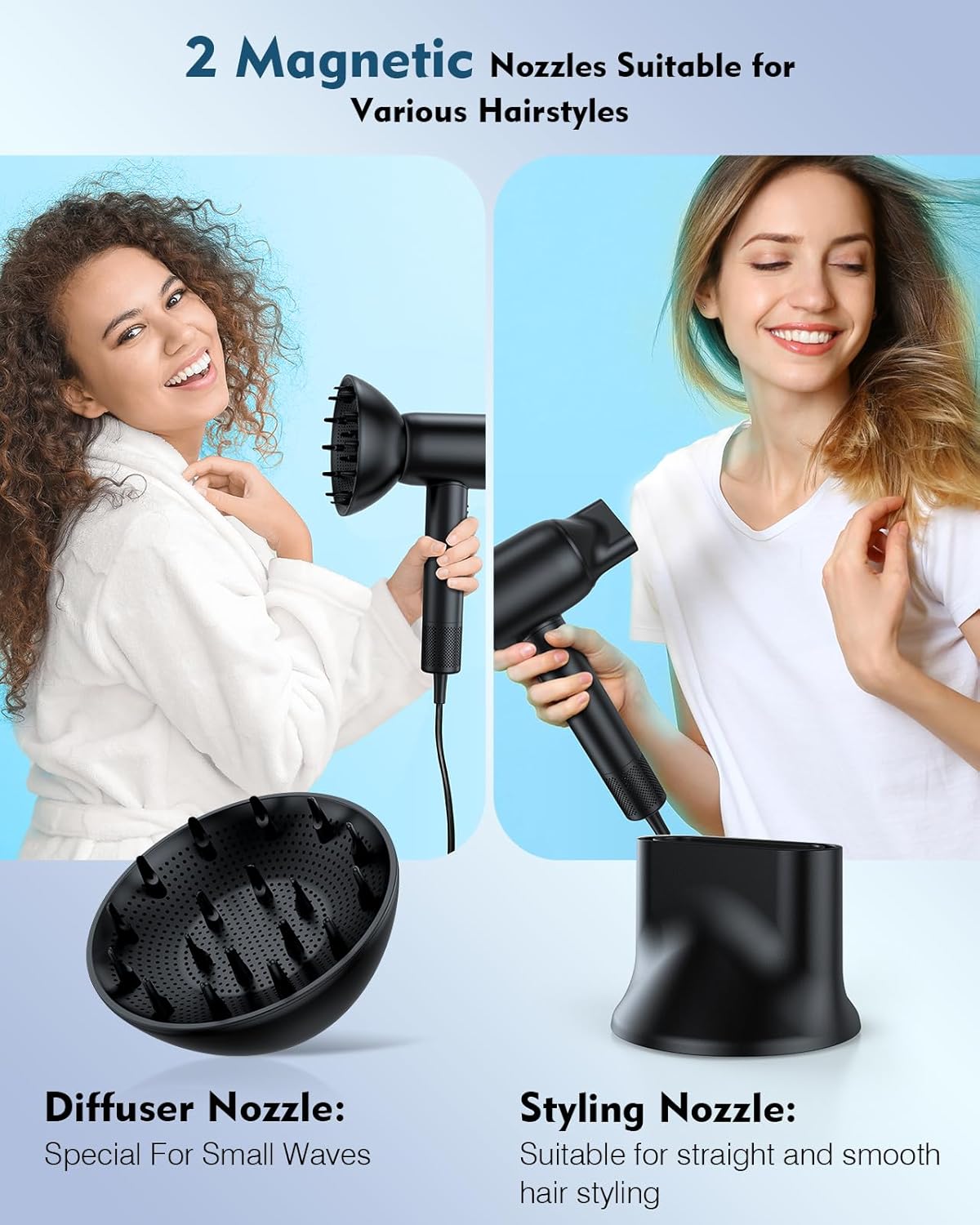 Hair Dryer Professional – 160,000 RPM High Speed Blow Dryer, Lightweight Ionic Hair Dryer with Diffuser for Curly Hair, Fast Drying, Anti Frizz, Low Noise Thermo-Control Hairdryers for Women & Men - Image 7