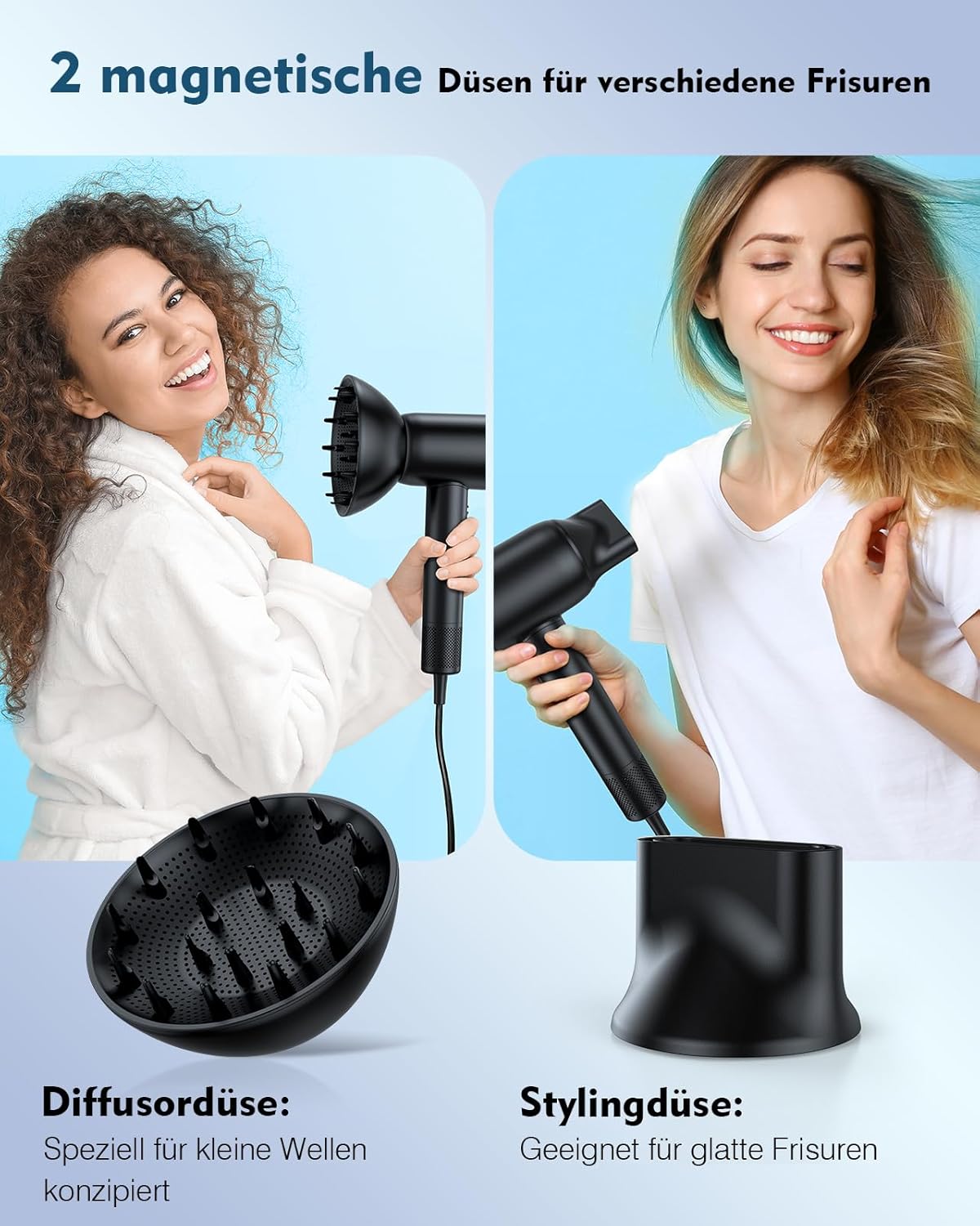 Föhn,160.000 U/min Hochgeschwindigkeits Haartrockner, 200 ionen Haartrockner verwendet für schnelles Trocknen, geräuscharme Thermocontrol Föhn mit Diffusorr & zubehör - Image 2